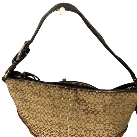 COACH Brown Signature Canvas Hobo Shoulder Bag - Picture 5 of 7